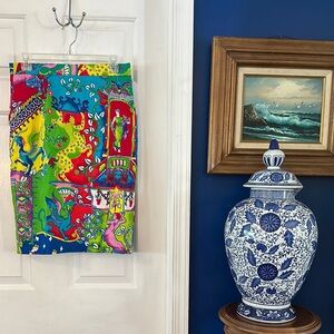 Women’s Vintage Louis Feraud Colorful Patterned Pencil Lined Skirt Size 8